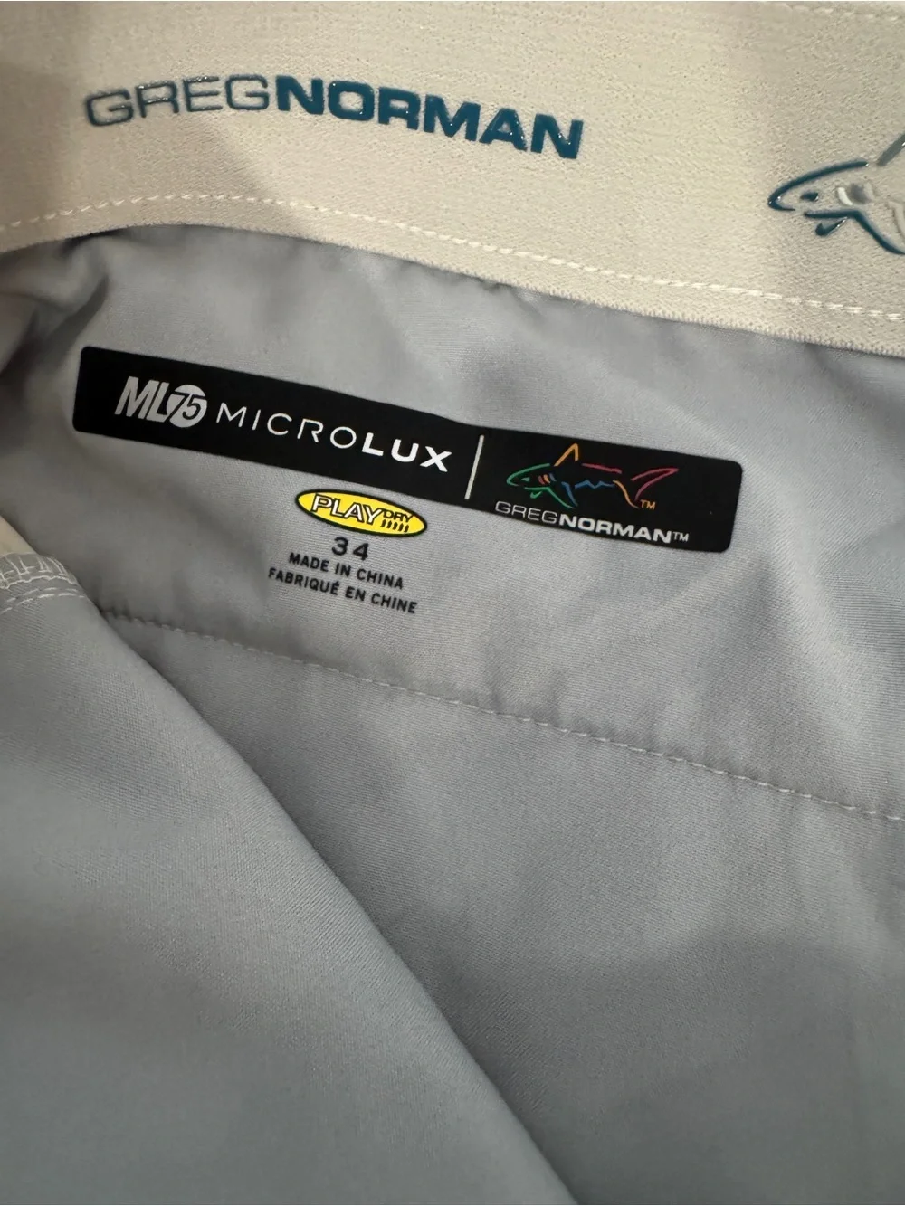 Greg Norman ML75 Golf Shorts Men’s 34 Khaki Stretch Performance
